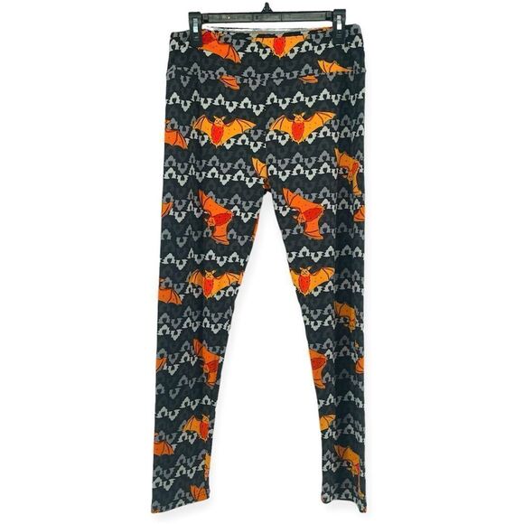 LuLaRoe Women’s Black Soft Stretchy Orange Bat Halloween Leggings Tall Curvy XL - Picture 12 of 12